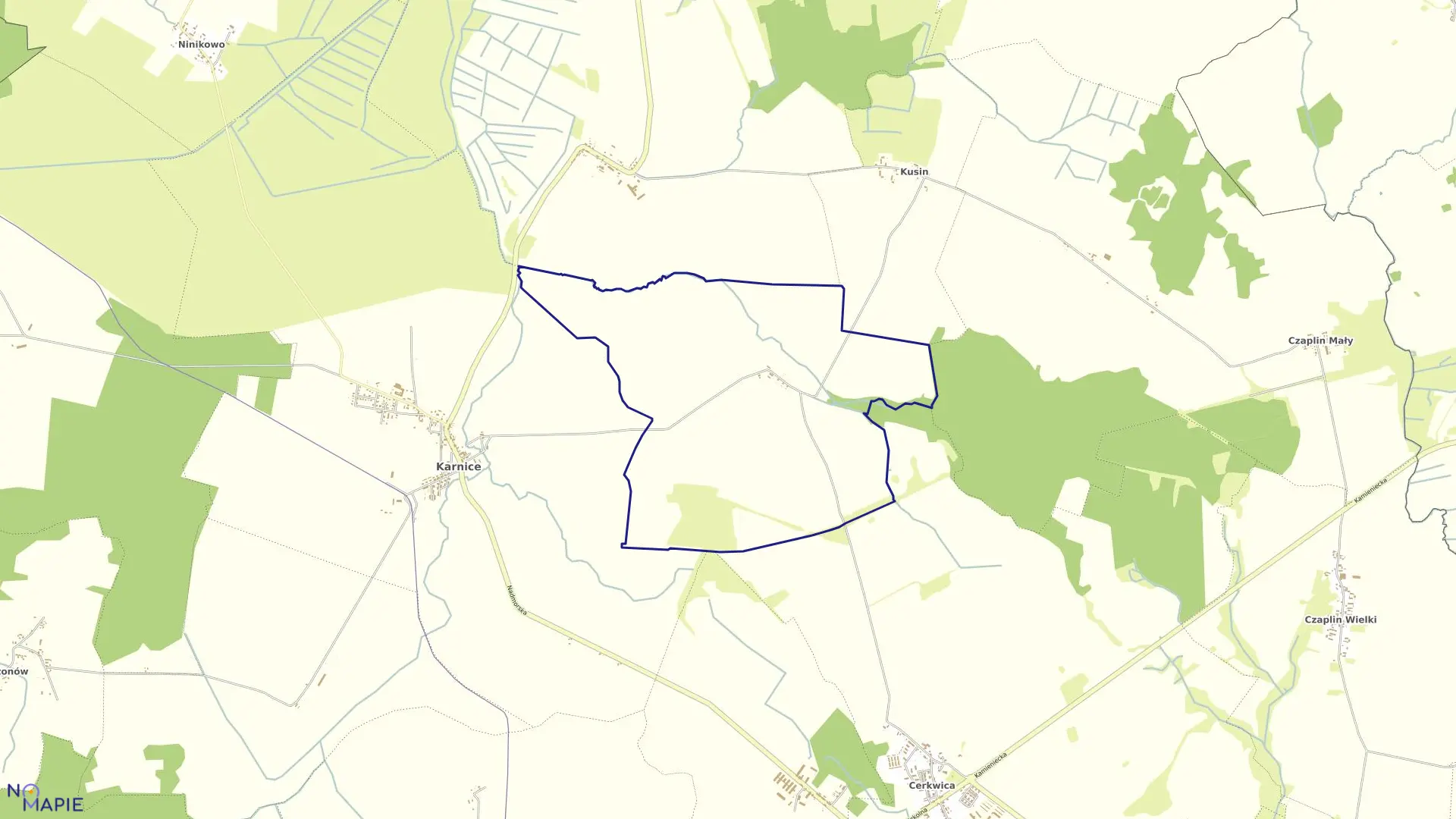 Mapa obrębu Gocławice w gminie Karnice