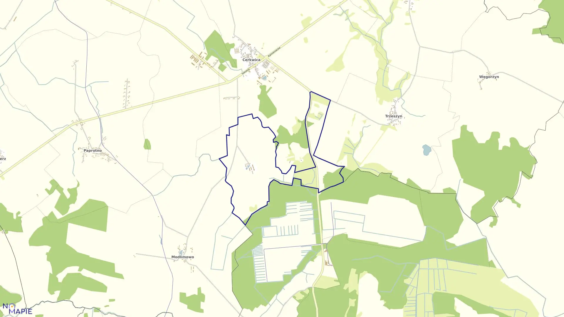 Mapa obrębu Gościmierz w gminie Karnice